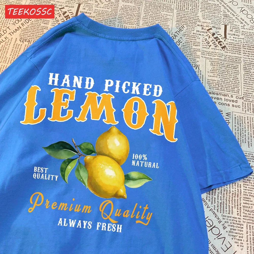 Color: milky, Size: L - Summer Lemon Cherries Prints T-Shirts Cotton Women's Tops Oversize O-Neck Soft Short Sleeve tees Street Casual Womans Clothes