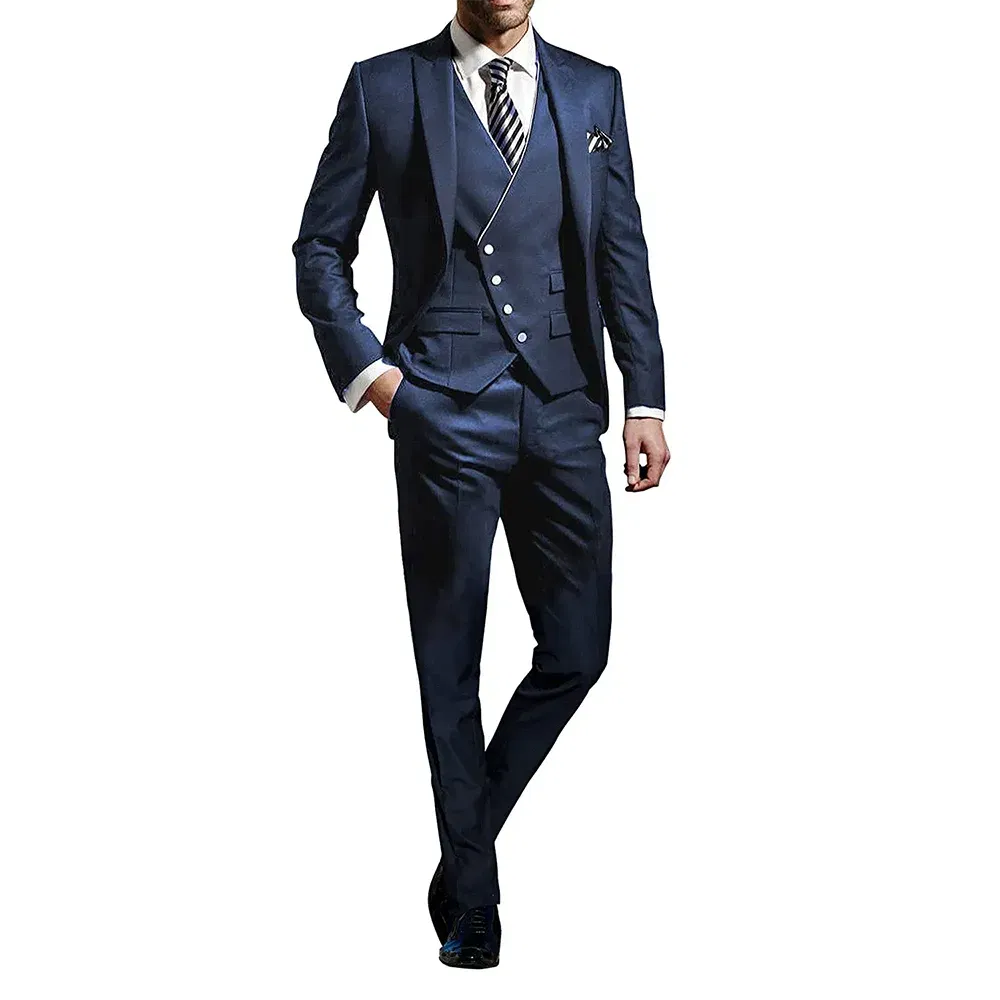 Color: Pink, Size: XL, Ships From: CHINA - White Men Wedding Suits Groom Wear Peak Lapel Wedding Groom Tuxedos Business Party Suit 3 Pieces (Jacket+Vest+Pant?‰Costume Homme