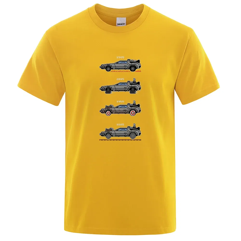 Color: Khaki, Size: M - Retro Style Back To The Future Print Funny Tshirts Men Women Cotton T-Shirts Oversized Loose Tee Clothes Harajuku O-Neck Tops