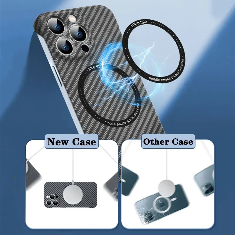 Color: green, Material: PP - Luxury Carbon Fiber for iPhone 11 14 Plus 12 13 Pro Max Magsafe Case Magnetic Wireless Hard Thin Slim Cover for iPhone 13 14 Max