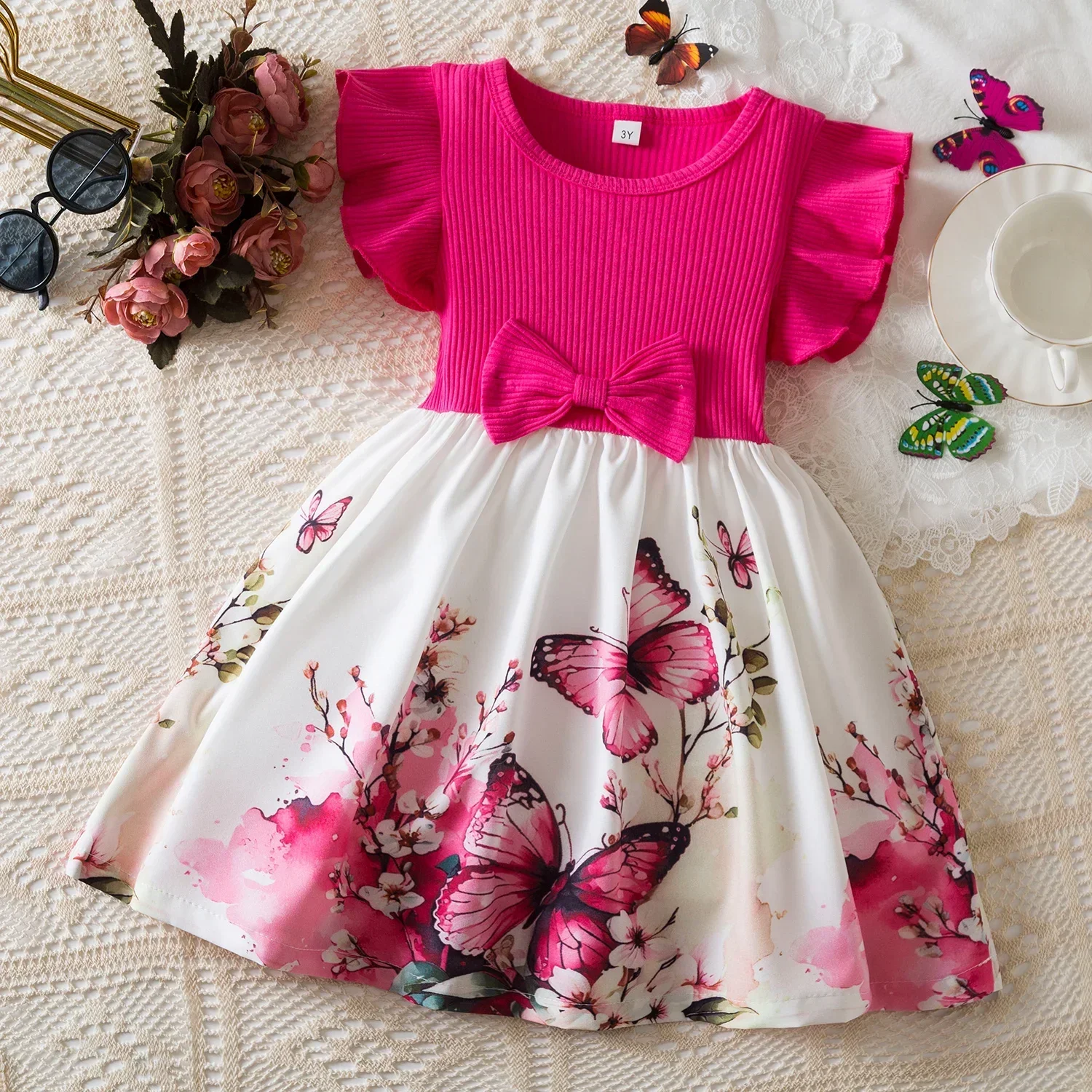 Color: SKY BLUE, Kid Size: 3T - Spring Autumn Full Sleeve Dress for Girls 3 to 8 Yrs Flower Girl Dress Children's Casual Clothing New Long Seelve Princess Dress