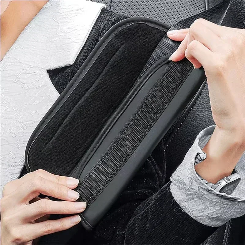 Color Name: black - 2Pcs For DS SPIRIT DS3 DS4 DS5 DS6 DS7 Nappa Car Leather Seat Belt Covers Styling Interior Car Accessories