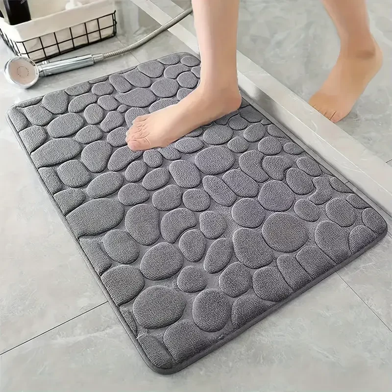 Soft Foam Bath Rug Cobblestone Embossment