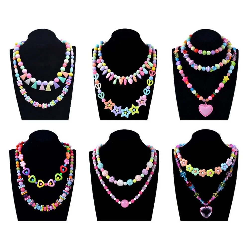 Color: Brown - 500pcs DIY Handmade Beaded Children's Toy Creative Loose Spacer Beads Crafts Making Bracelet Necklace Jewelry Kit Girl Toy Gift