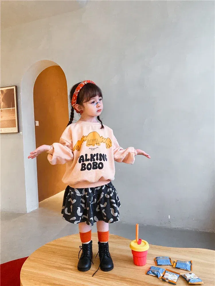 Color: Red, Kid Size: 4 - Children's Spring Autumn Hoodie Cartoon Print Unisex Sweatshirt European Style Top for Boys And Girls