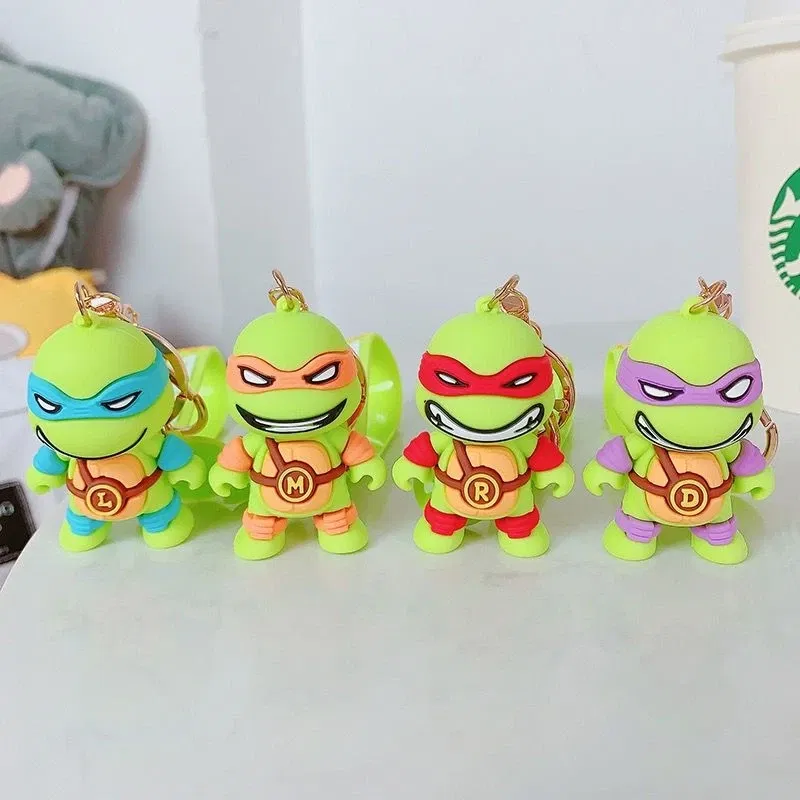 Color: GRAY, Size: 12cm - Ninja Turtles Keychain Schoolbag Cartoon Pendant  Anime Key Chain Keyrings Car Key Ring Accessories Kids Adults Birthday Gifts