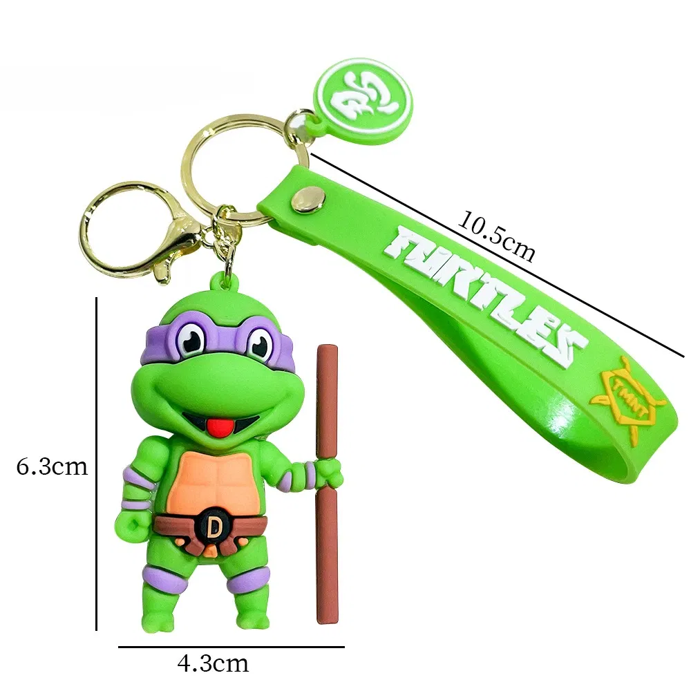Color: GRAY, Size: 12cm - Ninja Turtles Keychain Schoolbag Cartoon Pendant  Anime Key Chain Keyrings Car Key Ring Accessories Kids Adults Birthday Gifts