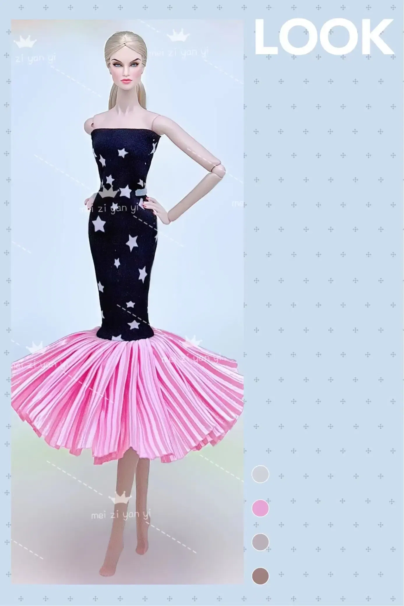 Color: green - for clothes pink for 30cm doll