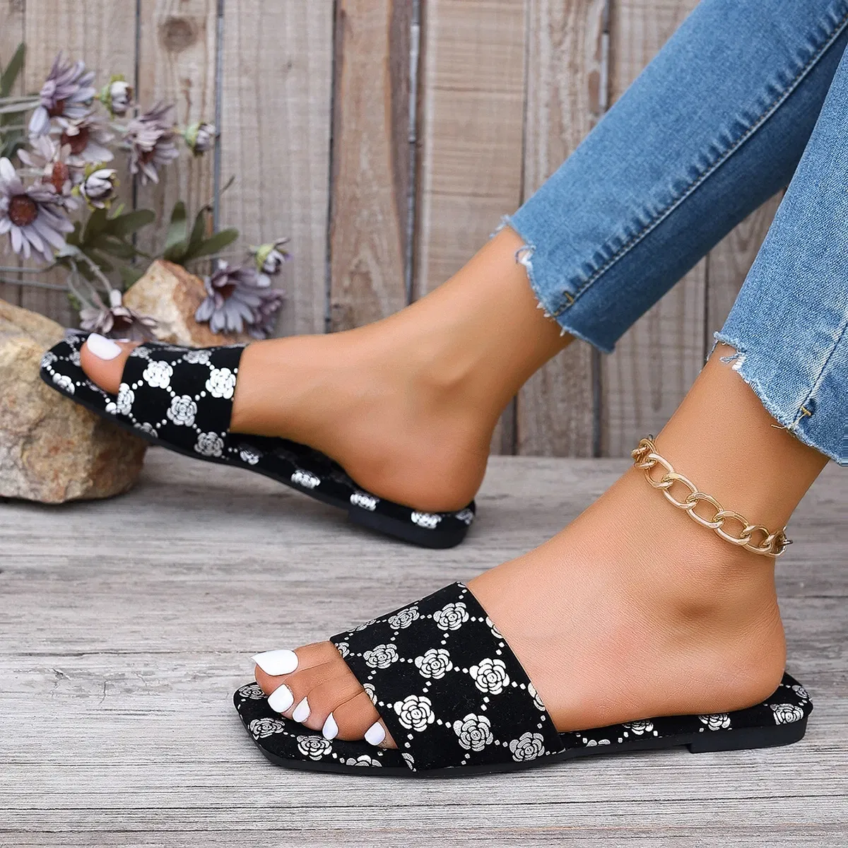 Color: Silver, Shoe Size: 39 - Women Slippers 2024 New Summer Sandals Slide Platform Casual Open-toe Fashion Slipper Casual Shoes Slides Women Zapatos De Mujer