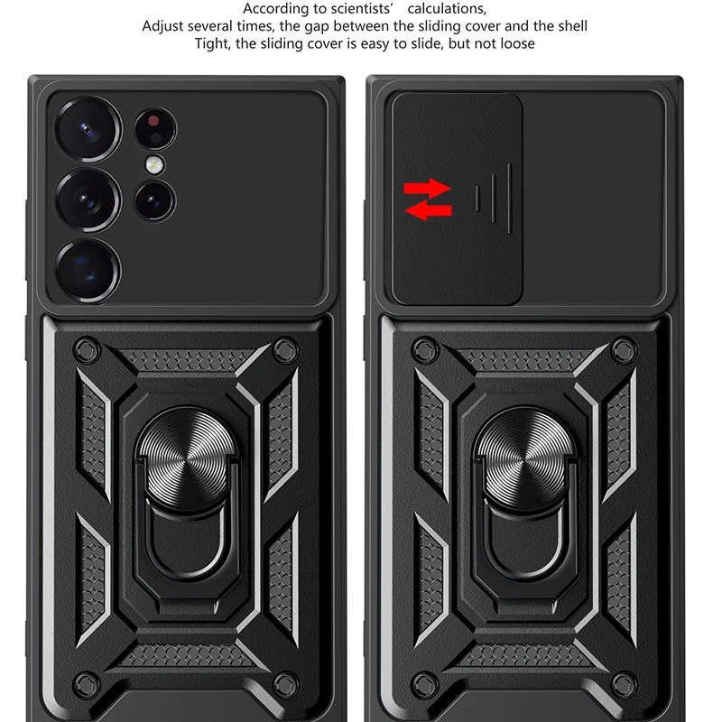 Material: nylon, Color: Black - Shockproof Armor Case For Samsung Galaxy S20 S21 S22 S23 S24 Plus Ultra FE With Car Magnetic Ring Holder Phone Cover