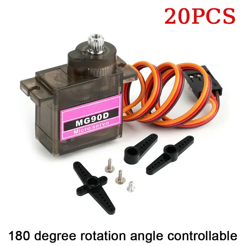 Color: Yellow - MG90D 10/20/30/40/50Pcs Micro Digital Servo Motor Full Metal Gear 180/270/360 Degree For RC Airplane Helicopter Car Boat Model