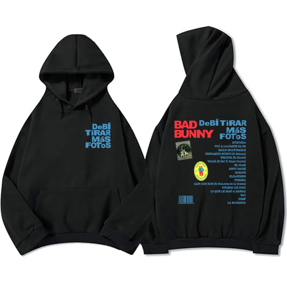 Color: Dark Grey, Size: L - Unisex Streetwear Bad Bunny DTMF Hoodies 2025 New Album Deb? Tirar Más Fotos Printing Sweatshirts Winter Comfortable Male Hoodie