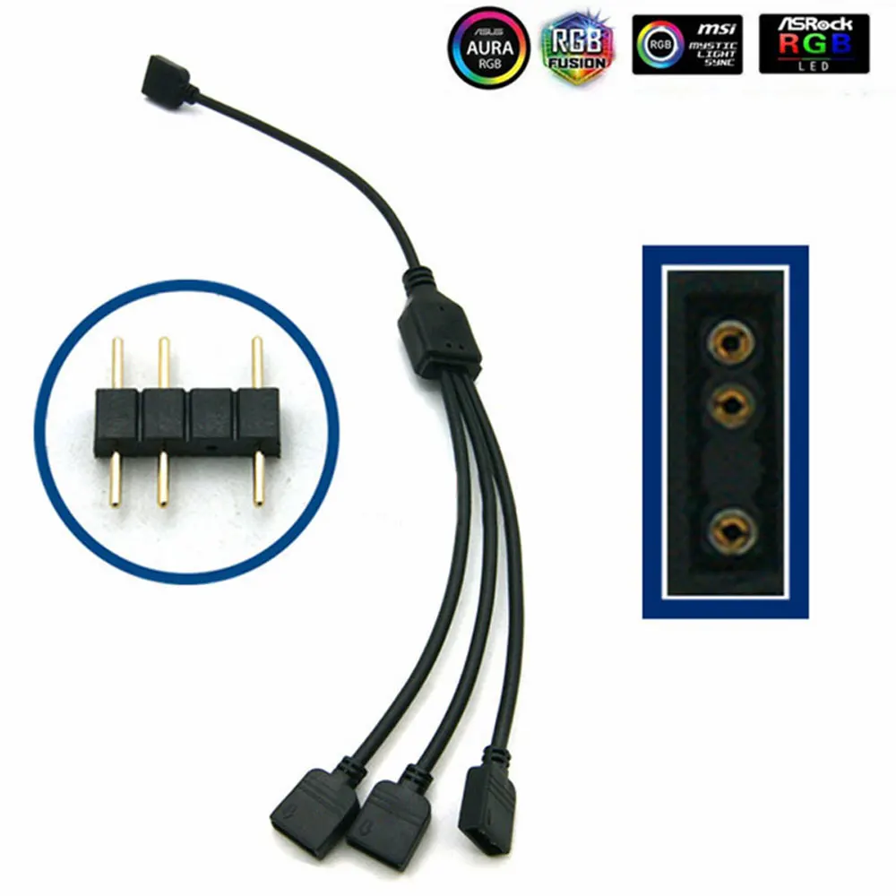 Color: grey, Ships From: CHINA - Angitu 3pin/4Pin RGB ARGB SYNC 1 to 1/2/3/4/5 Fan LED Stripe Extension Cable Motherboard Light Control Hub For M/B ASUS GIGABYTE