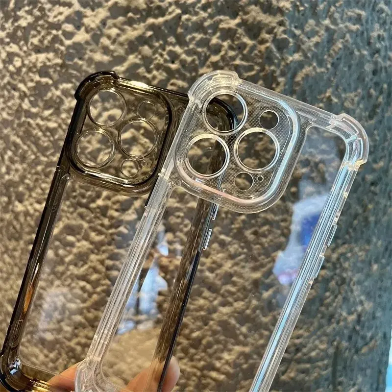 Material: Microfiber, Color: Clear - Vanuoxin Luxury Shockproof Case for iPhone 15 14 13 12 11 Pro Max with Electroplat Button Bumper Phone Back Cover Clear & Black