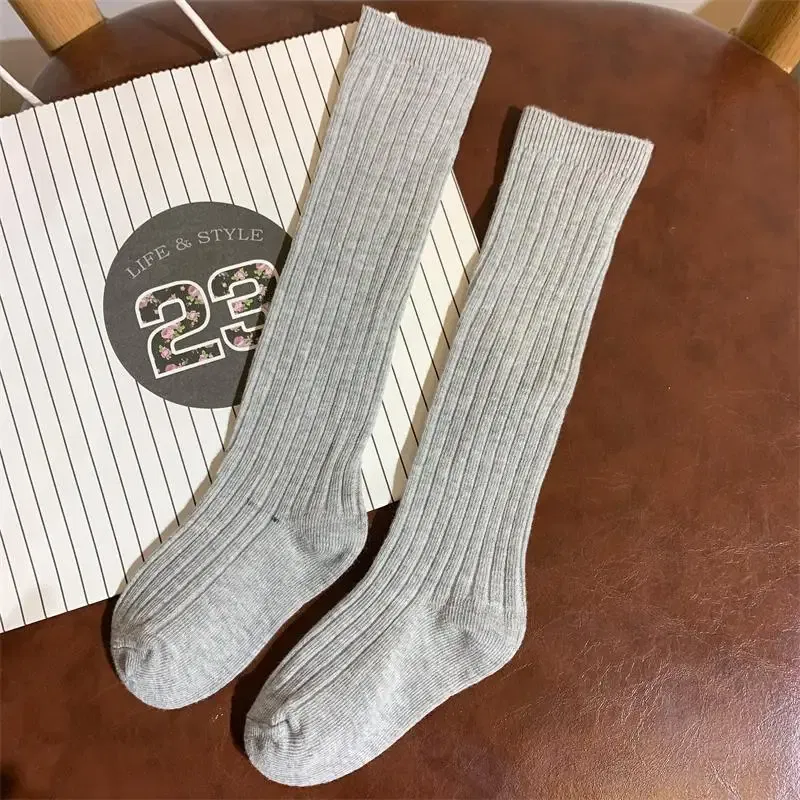 Color: Gold, Size: 7-9T - Baby Long Socks Over The Knee Little Girls Solid Cotton Socks Spring Autumn Long Crew Socks