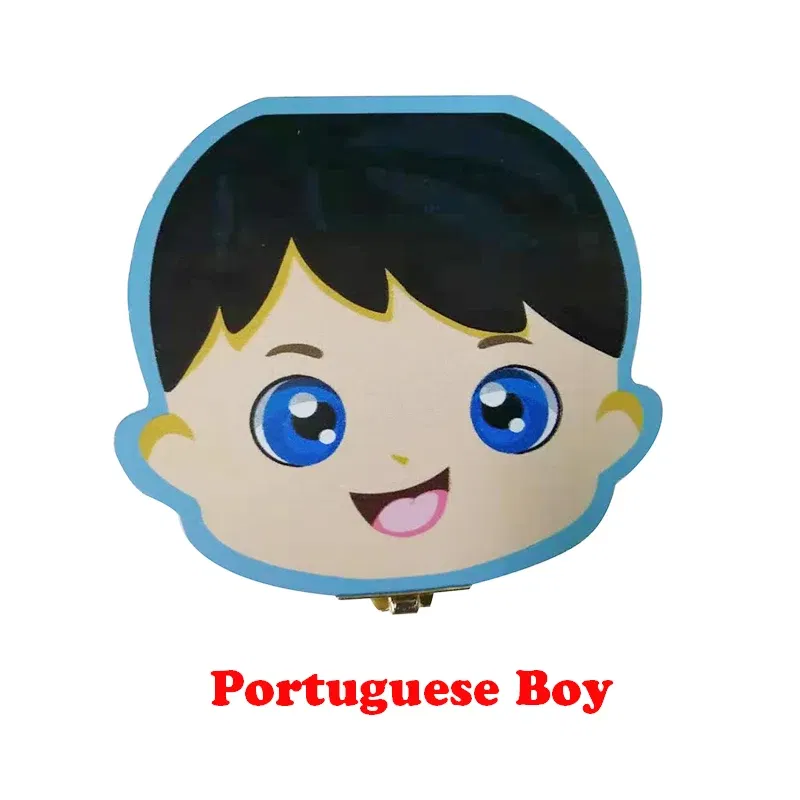 Color: black - Cute Wooden Baby Tooth Box Boxes Kids Milk Teeth Storage Box English/Spanish/French/Russian/Italian/Portuguese Keepsake Boxes