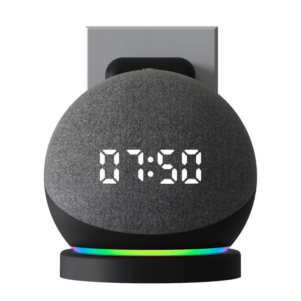 Color: WHITE - Wall Mount Bracket for Echo Dot 4th Gen / Echo Dot 5th Generation with Cable Storage, PC Material Hard Case Matte Speaker Stand