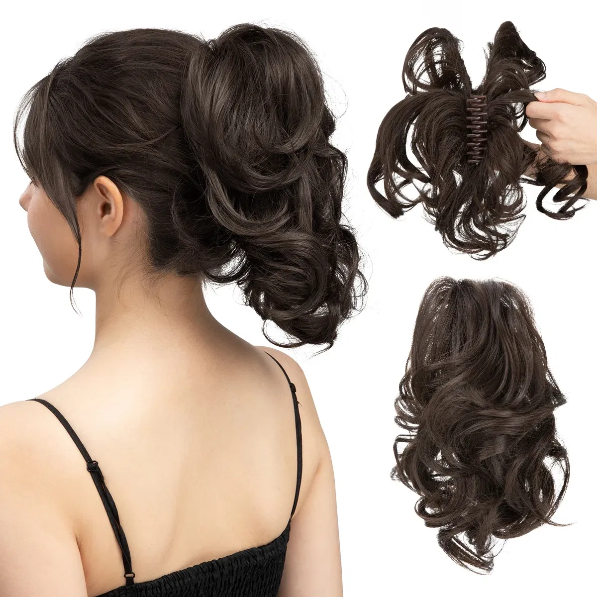 Color: T4/27/30, Bulk Buy: 1pc - SARLA Synthetic Diy Claw Clip In Ponytail Extensions Hairpiece Hair Bun Fake Black Blonde Natural Hair False Pigtail for Women