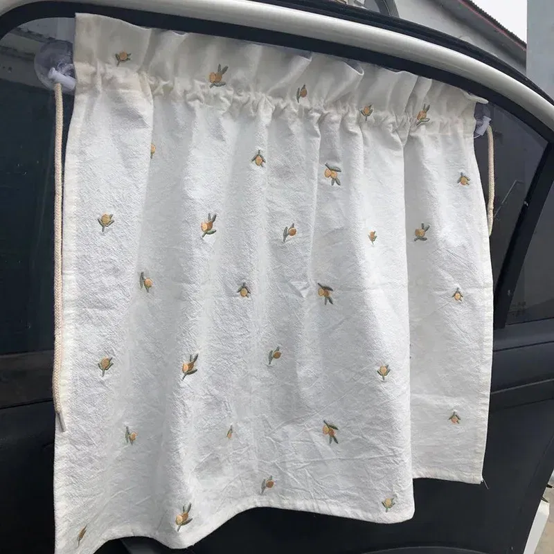 Color: PURPLE - Baby Car Curtain Sun Protection Sunshade for Children UV Protect Window Curtain Kawaii Embroidered Bear Cart Accessories