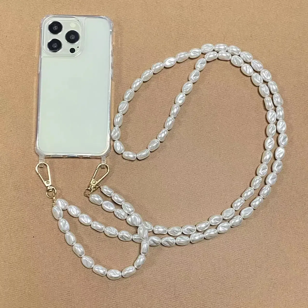 Color: Sky blue, Bundle: Case & Strap, Material: PVC - Korean Pearl Bracelets Chain Case with Lanyard Aesthetic Luxury Shell for Iphone 15 12 14 Pro Max XR X XS 7 8 Plus 15 Pro Cover