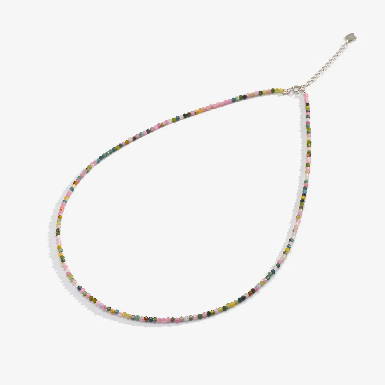 Gem Color: GRAY, Length: 40cm - Natural Stone Necklace Spinel/Lapis Lazul/Amazonite/Amethy/Tourmaline/Amethyst  Ketting 2MM Silver 925 Jewelry for Collier Femme