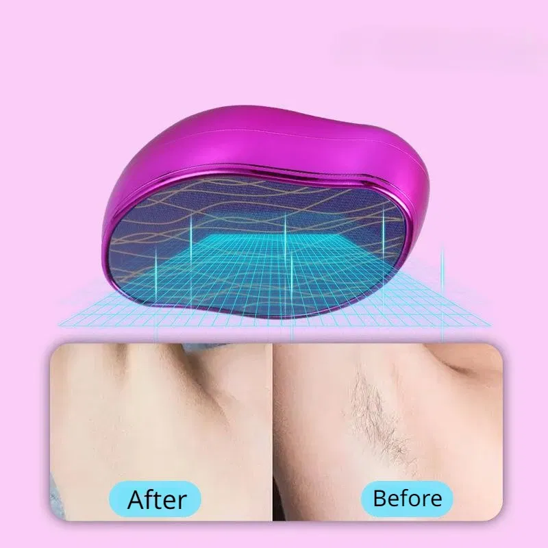 Color: Yellow - Hot Crystal Physical Hair Removal Eraser Glass Hair Remover Painless Epilator Easy Cleaning Reusable Body Care Depilation Tool