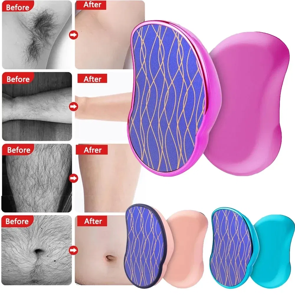 Color: Yellow - Hot Crystal Physical Hair Removal Eraser Glass Hair Remover Painless Epilator Easy Cleaning Reusable Body Care Depilation Tool