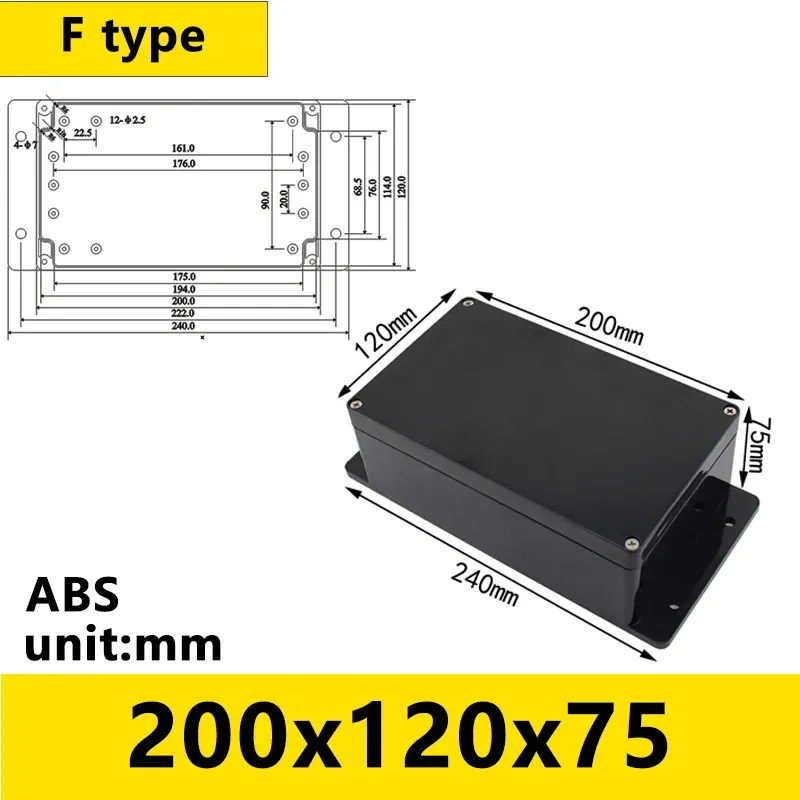 Color: Silver - Black Outdoor Waterproof Enclosure Plastic Box Electronic Project Instrument Case Electrical Project Box Junction Box Housing