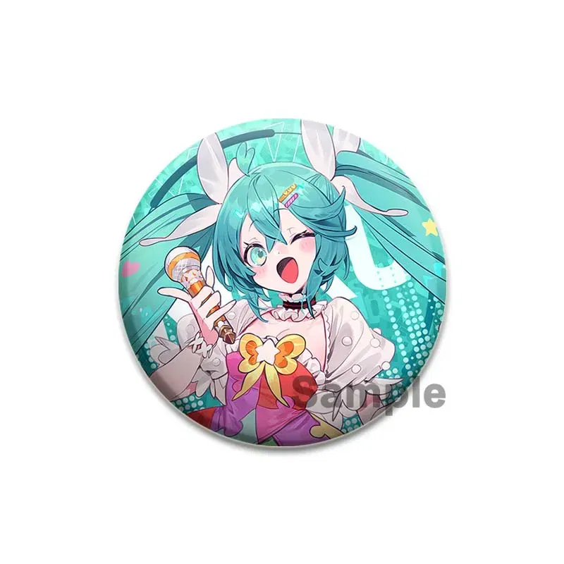 Color: DARK GRAY, Size: S - 58/44/32mm Miku Anime Round Pins Cartoon Badges Cosplay Handmade Tinplate Brooch on Backpack Clothes Chest Ornament Gifts