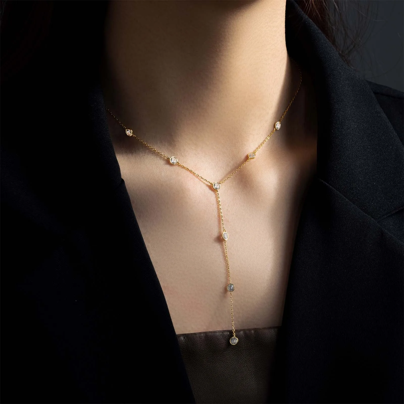 Gem Color: WHITE - VEWANT Cross Y Crystal Pendant Charm Choker Necklace Long Chain 925 Sterling Silver Pendant 2024 Wedding Luxury Gift For Women