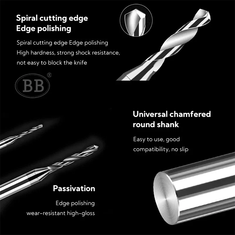 Hole Diameter: 20.5mm - BB 0.3~2.02mm Micro Drill Solid Carbide Bit Mini CNC Hole Making 3D Shank Diameter 4mm D4 Metal Steel Plastic 1PCS