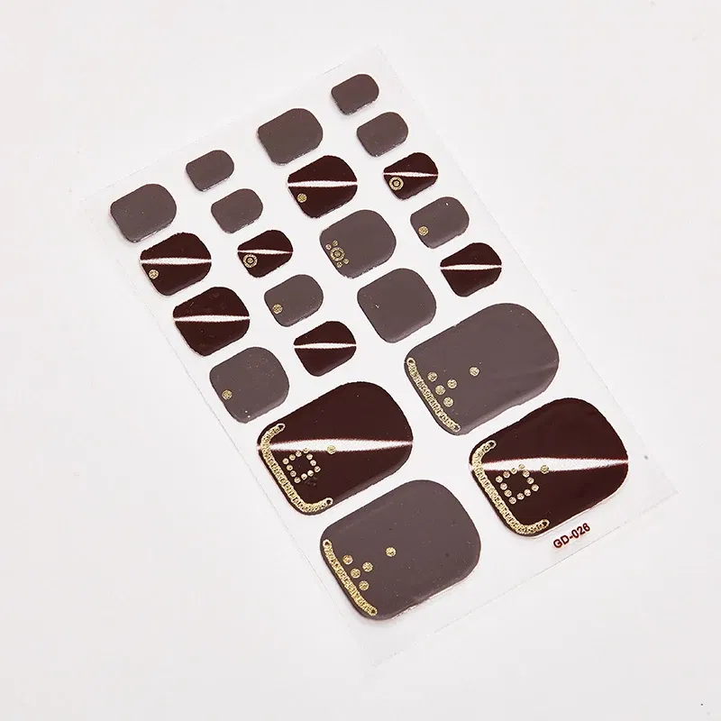 Color: Greyish Brown - 22 Tips/Sheet Valentines Loveliness Full Cover Nail Stickers Fashion Nail Stickers Nail Sticker Set Designed Nail Tape Shiny