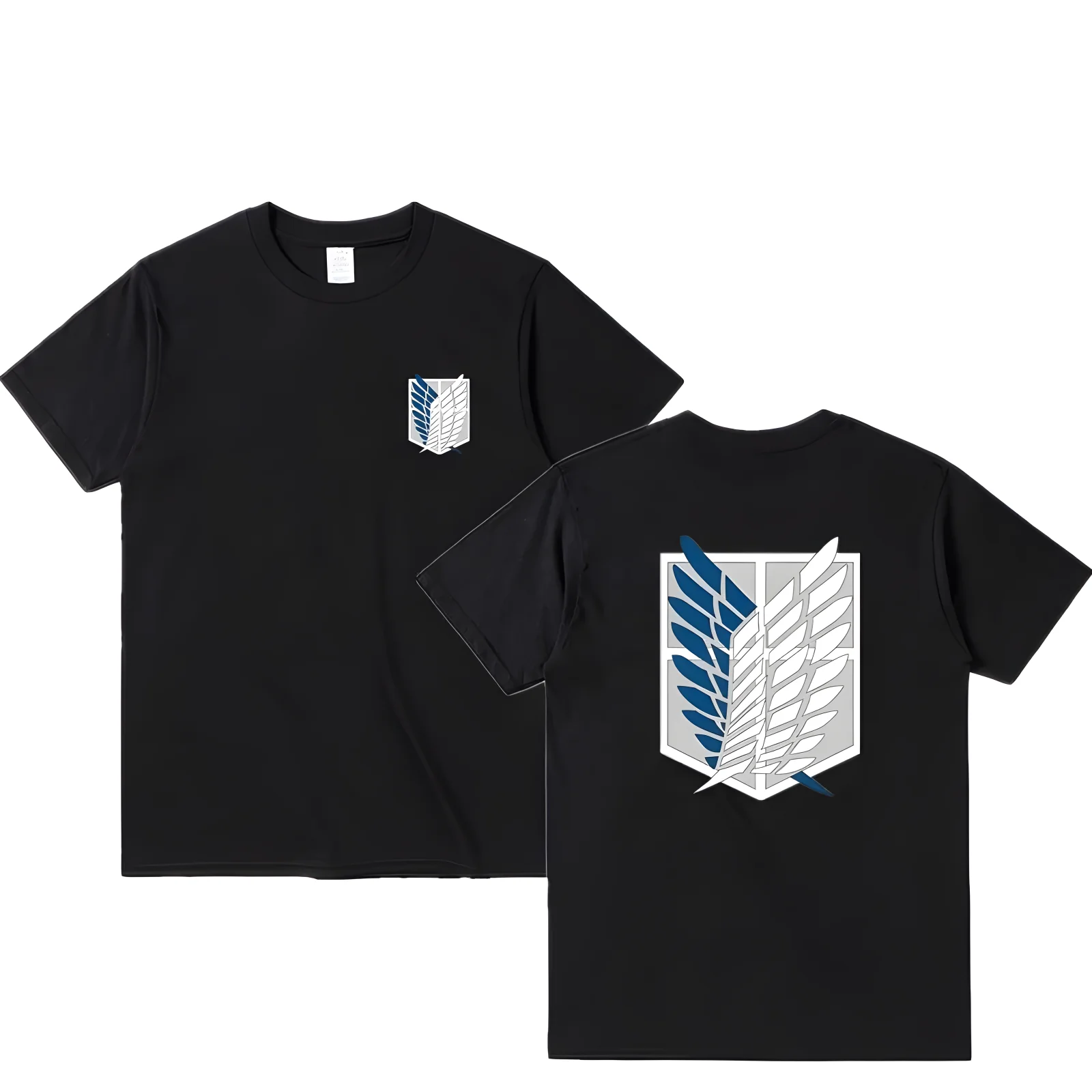 Color: WHITE, Size: L - Attack on Titan T-shirt Wings of Freedom Short Sleeve Ackerman Mikasa Eren Jaeger Men Cotton Tops Summer Oversized O-Neck Tee