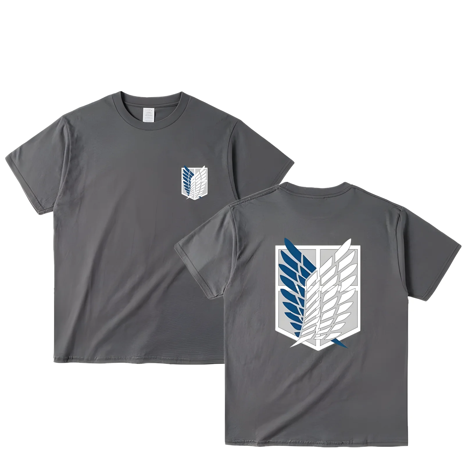 Color: WHITE, Size: L - Attack on Titan T-shirt Wings of Freedom Short Sleeve Ackerman Mikasa Eren Jaeger Men Cotton Tops Summer Oversized O-Neck Tee