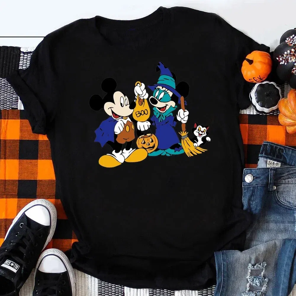 Color: Pink, Kid Size: 4 - Funny Mickey Minnie Mummy Print Disney Children Cotton T Shirts Trick Treat Fashion Halloween Cute Kid Clothes Girls Streetwear
