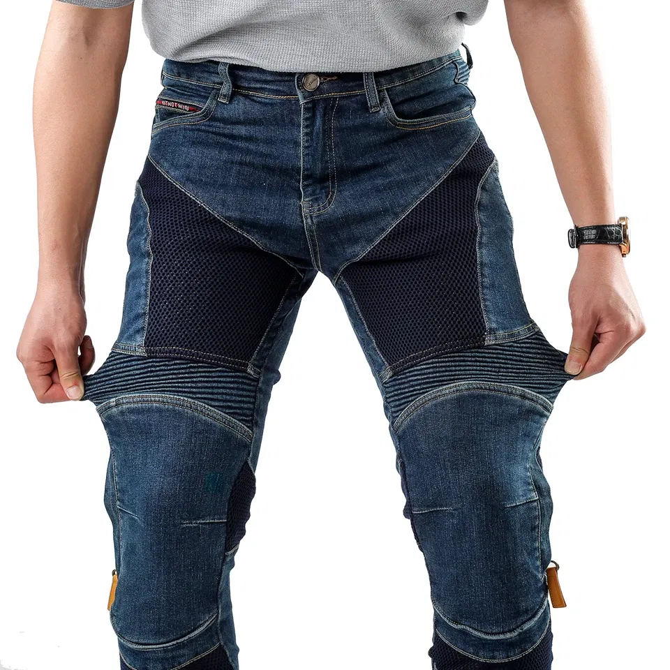 Color: Beige, Size: XL - Hithotwin Aramid protection motorcycle jeans Moto pants leisure riding trousers motocross Aramid riding pants Hi-032