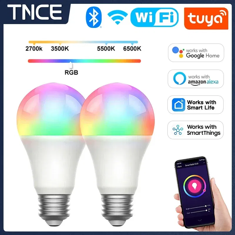 Color: Beige, Bundle: Bundle4 - TNCE Tuya E27 Bulb WIFI Zigbee Bluetooth, Dimmable Light LED lamps 2700-6500k RGB, Smart Life APP, Voice with Alexa Google Home