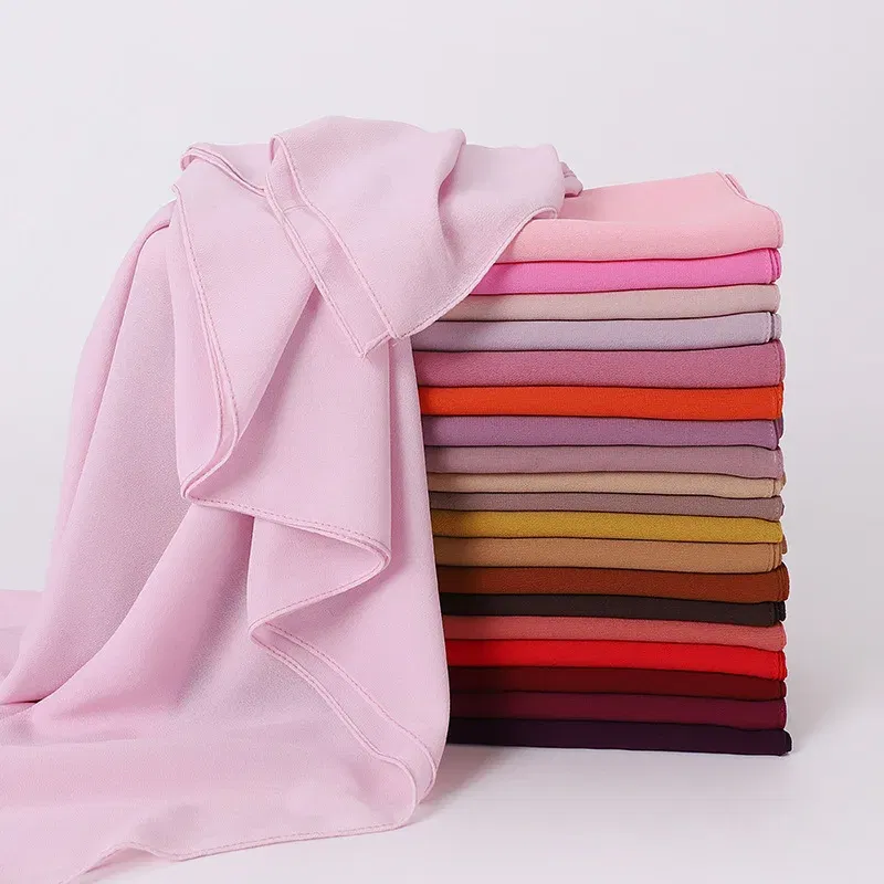 Color: Pink, Size: One Size - A Pure Color Silk Scarves Imitation Silk Stripes Fashion Shawl Sunscreen Scarves Chiffon Scarf 110 * 110 CM