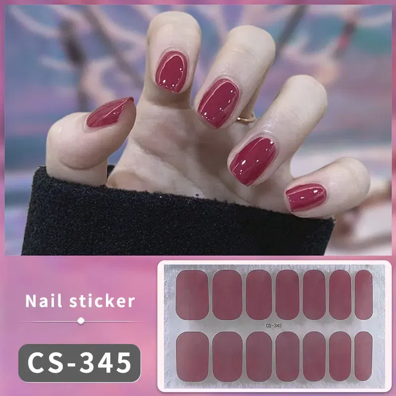 Color: Rose - DIY Gel Nail Stickers Cured-free Long-Lasting Solid Color Nail Strips Patch Slider Sticker Full Cover Decal Nail Manicure Patch