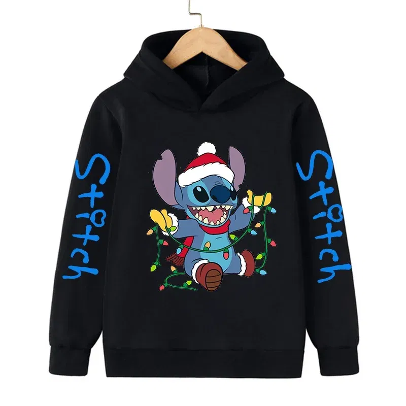 Color: Gold, Size: >40cm - New in Cool Stitch Hoodie Children Cartoon Clothes Kid Girl Boy Lilo and Stitch Sweatshirt Manga Hoody Baby Casual Top