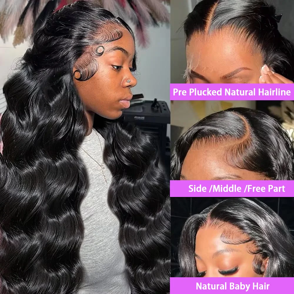 Color: #2, Ships From: CHINA, Stretched Length: 24inches, Density: 200% - Body Wave 13x6 Lace Front Wigs Human Hair 200 Density Brazilian Remy Human Hair Wigs 13x4 Transparent Lace For Women 30 32 Inch