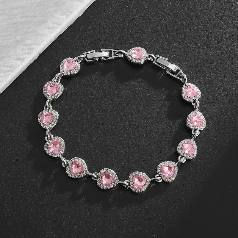 Metal Color: Rhodium Plated - Fashion Exquisite Color Crystal Inlaid Ladies Charm Bracelet Engagement Wedding Jewelry