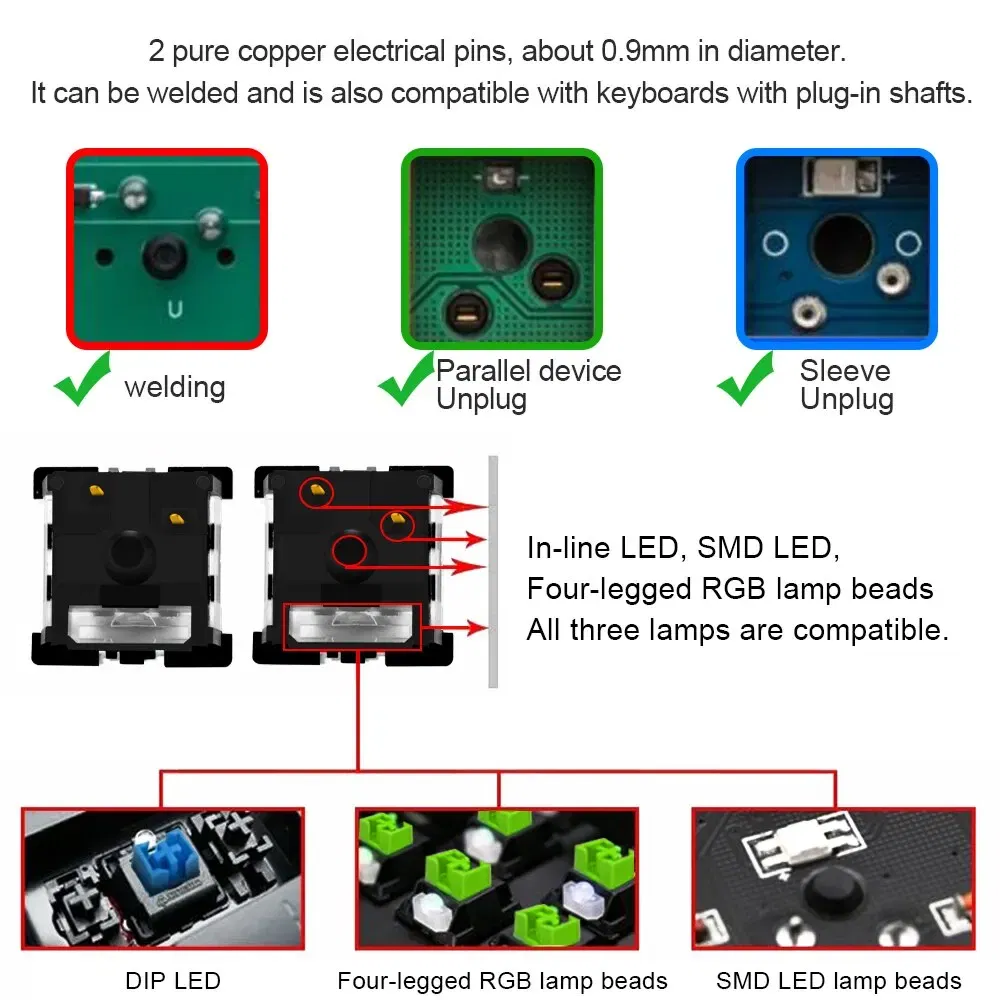 Color: Olive, Axis Body: BLACK SWITCH - REDRAGON SMD RGB MX Switch 3Pin Clicky Linear Tactile Silent Red Blue Black Brown Purple Switche For Backlit Mechanical Keyboard