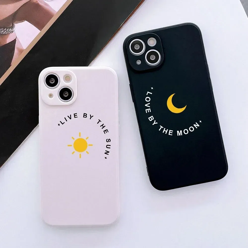 Color: Clear, Material: PVC - Couple Black and White Love Sun Moon Case For Samsung Galaxy S10 S20 S21 S22 S23 S24 FE Plus Ultra Note 20 Silicone Phone Case