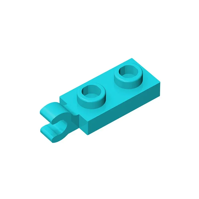 Color: Light Aqua - Gobricks 10PCS Bricks PLATE 2X1 W/HOLDER VERTICAL Compatible with 63868 children's toys Assembles Building Blocks Technical 2022