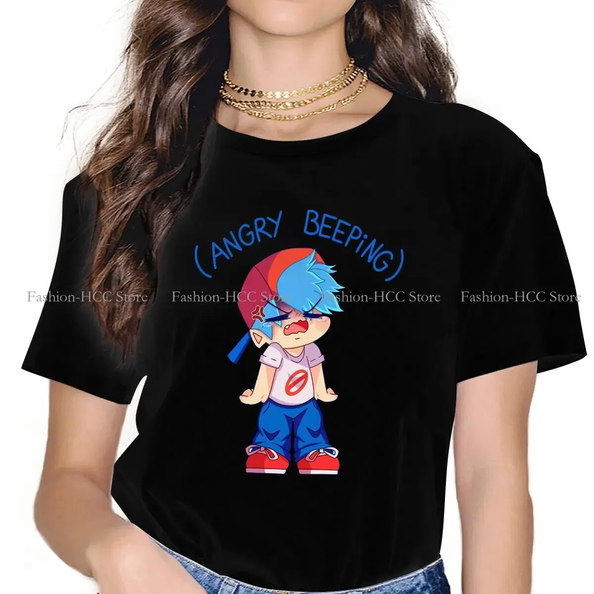 Color: WHITE, Size: XXXL - Angry Beeping Boyfriend Style Polyester TShirt Friday Night Funkin FNF Music Boy Comfortable Hip Hop Graphic T Shirt Stuff