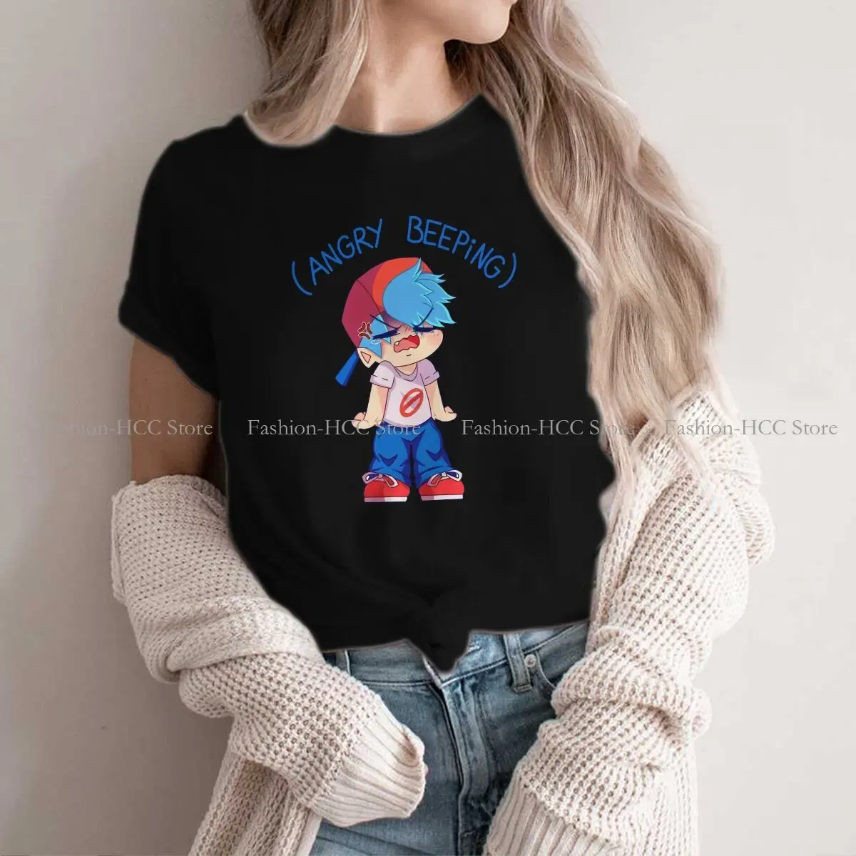 Color: WHITE, Size: XXXL - Angry Beeping Boyfriend Style Polyester TShirt Friday Night Funkin FNF Music Boy Comfortable Hip Hop Graphic T Shirt Stuff
