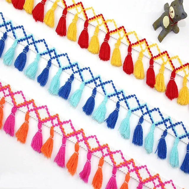 Color: Antique Copper - 1Yard Lace Ribbon Sewing Trim Tassel Trim Lace Fabric Sewing Fringe Sewing Lace Kintted Fabric Handmade DIY Craft Accessories