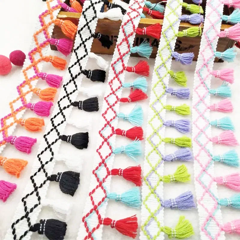 Color: Antique Copper - 1Yard Lace Ribbon Sewing Trim Tassel Trim Lace Fabric Sewing Fringe Sewing Lace Kintted Fabric Handmade DIY Craft Accessories