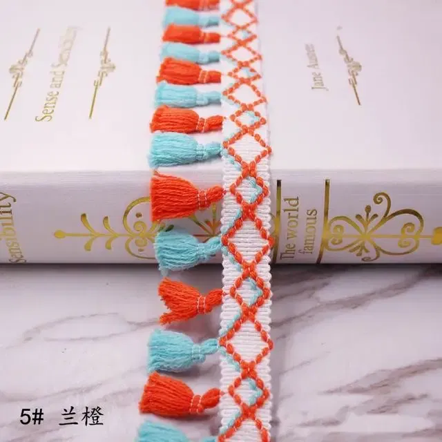 Color: Antique Copper - 1Yard Lace Ribbon Sewing Trim Tassel Trim Lace Fabric Sewing Fringe Sewing Lace Kintted Fabric Handmade DIY Craft Accessories